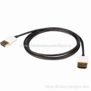 Ultra-slim Gold-plated HDMI Cable, 19-pin AM to AM, 40AWG